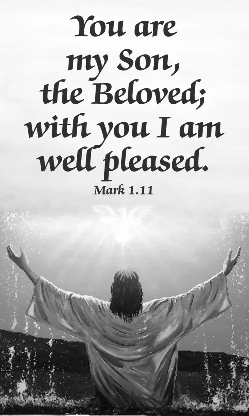 Lent First Sunday Year B -- Mark 1:11 Baptism of Jesus (grayscale)