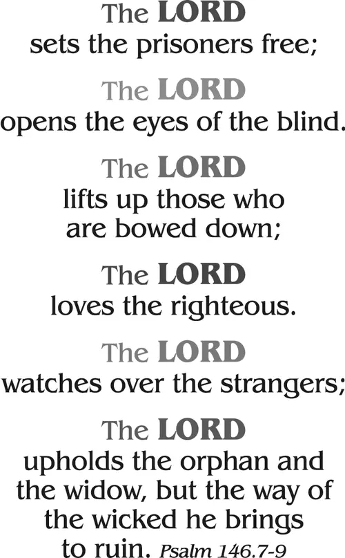 Season After Pentecost Proper 27 Year B -- Psalm 146:7-9 (grayscale)