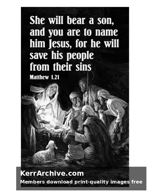 Year A Advent Four Sunday — Matthew 1:21 (grayscale)