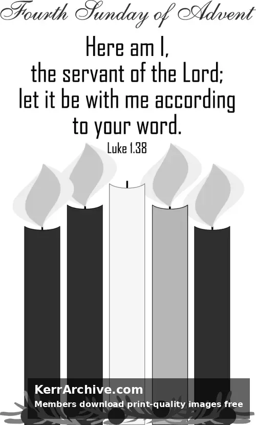 Advent Four Sunday — Luke 1:38 (grayscale)