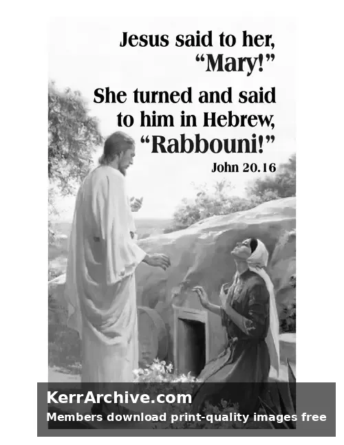 Year B Easter Sunday — John 20:16 (grayscale)