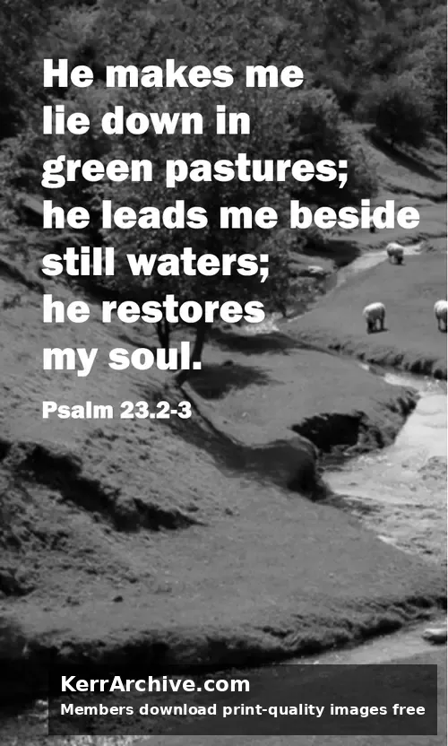 Year A Easter Four Sunday — Psalms 23:2 3 (grayscale)