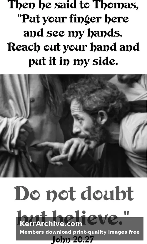 Year A Easter Second Sunday — John 20:27 (grayscale)