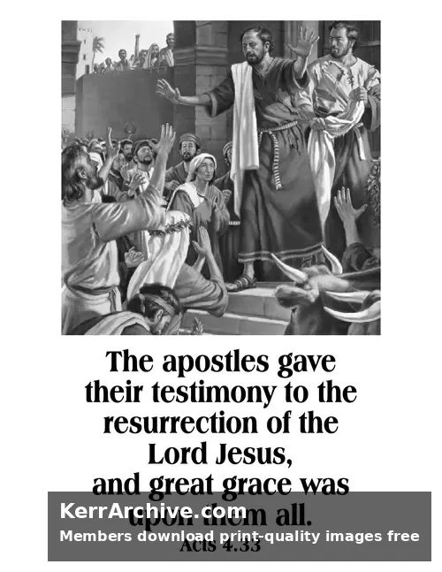 Year B Easter Second Sunday — Acts 4:33 (grayscale)