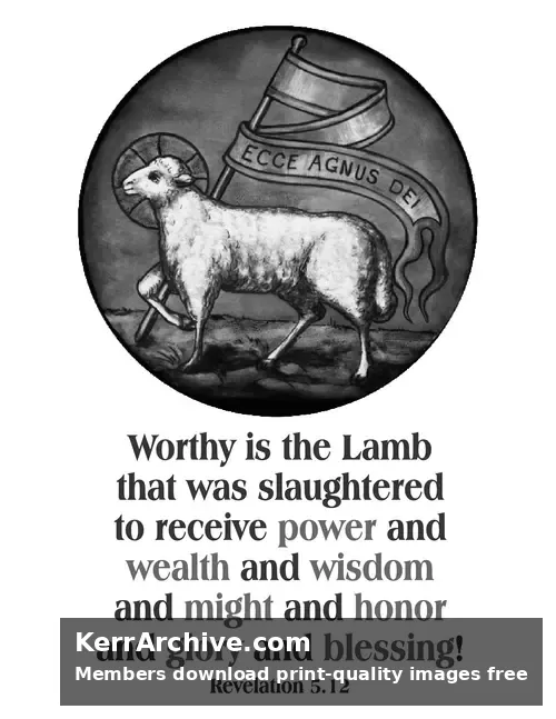 Year C Easter Sunday — Revelation 5:12 (grayscale)