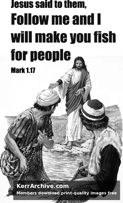 Year B Epiphany Sunday — Mark 1:17 (grayscale)