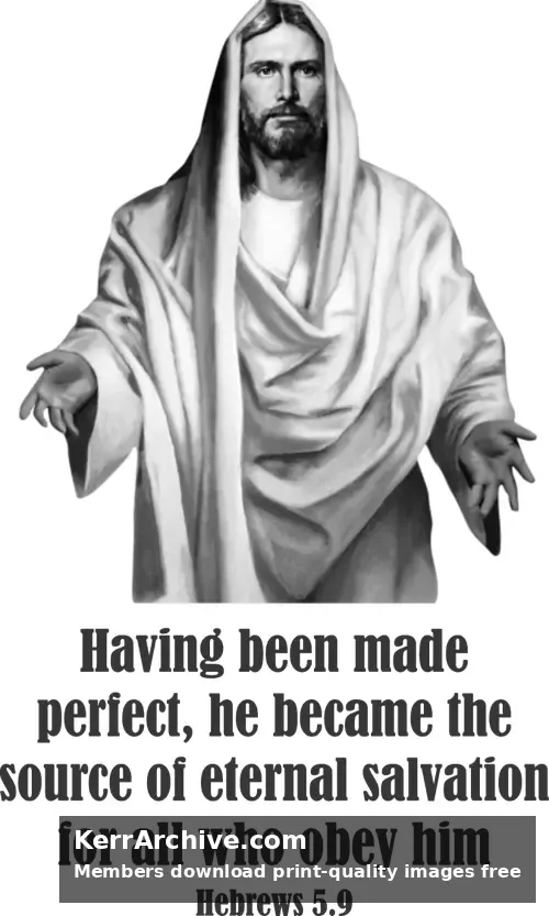 Year B Lent Sunday — Hebrews 5:9 (grayscale)