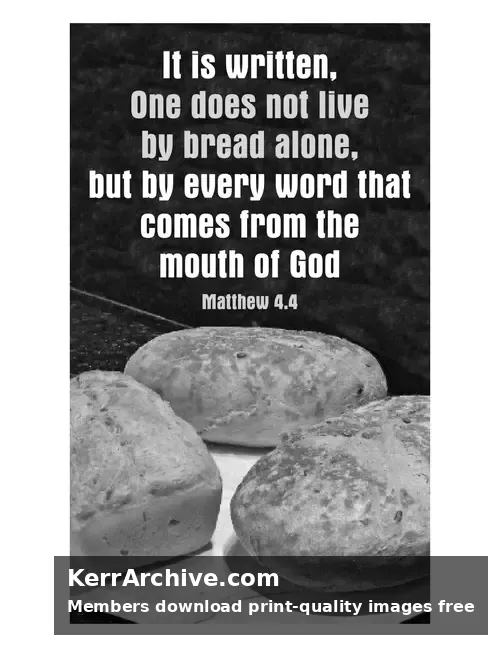 Year A Lent First Sunday — Matthew 4:4 (grayscale)