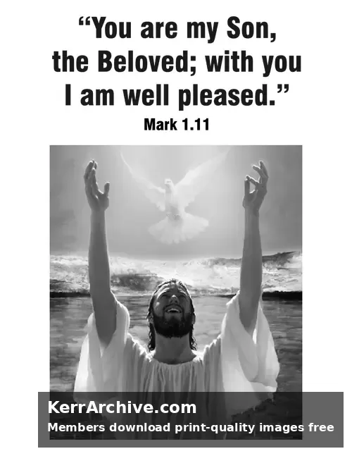 Year B Lent First Sunday — Mark 1:11 (grayscale)