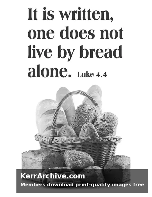 Year C Lent First Sunday — Luke 4:4 (grayscale)