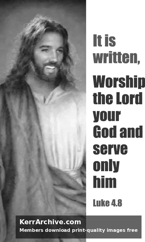 Year C Lent First Sunday — Luke 4:8 (grayscale)