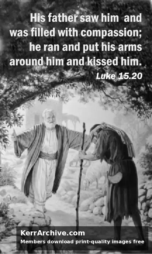 Year C Lent Four Sunday — Luke 15:20 (grayscale)