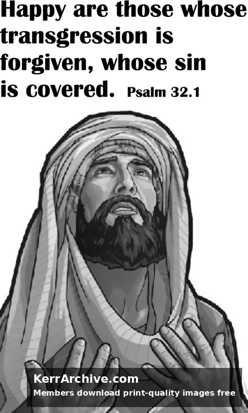 Year C Lent Four Sunday — Psalms 32:1 (grayscale)