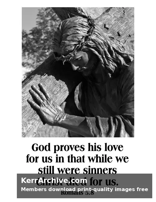 Year A Lent Sunday — Romans 5:8 (grayscale)