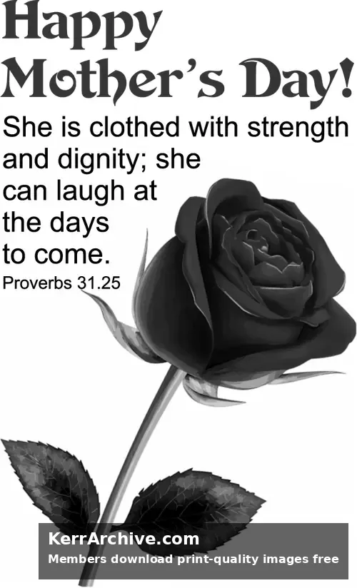 Mother's Day — Proverbs 31:25 (grayscale)