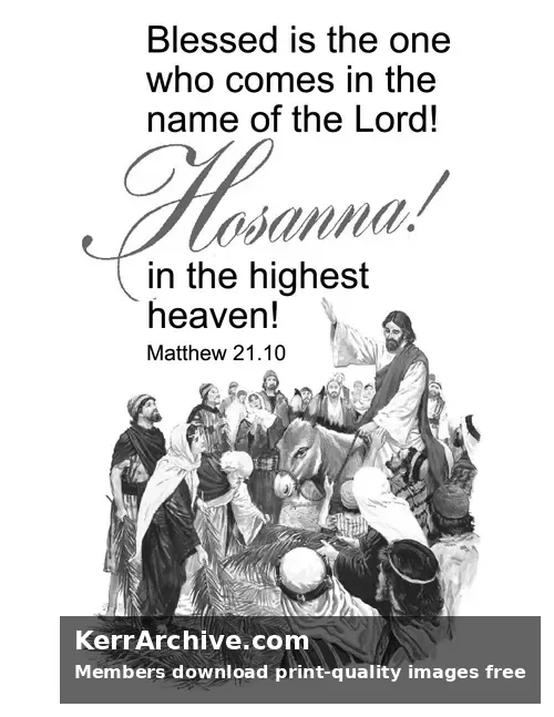 Palm Sunday — Matthew 21:10 (grayscale)