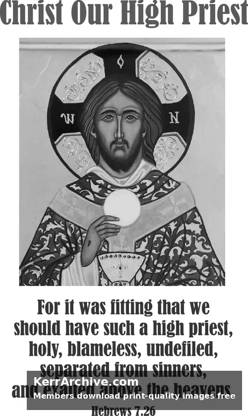 Byzantine icon of Jesus Christ with a cruciform halo, holding a golden chalice and host against a gold background. (grayscale)