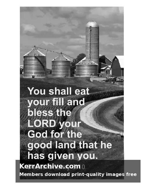 Thanksgiving — Deuteronomy 8:10 (grayscale)