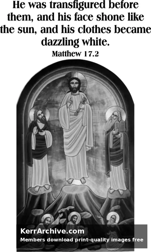 Transfiguration Sunday — Matthew 17:2 (grayscale)