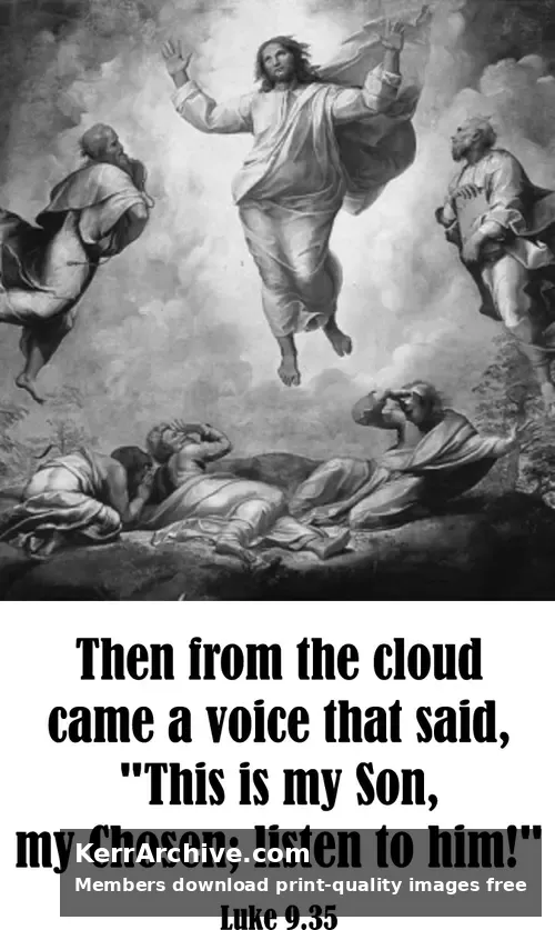 Transfiguration Sunday — Luke 9:35 (grayscale)